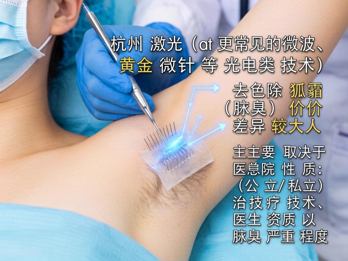 在杭州，激光（或更常见的微波、黄金微针等光电类技术）去除狐臭（腋臭）的价格差异较大，主要取决于医院性质（公立/私立）治疗技术、医生资质以及腋臭严重程度
