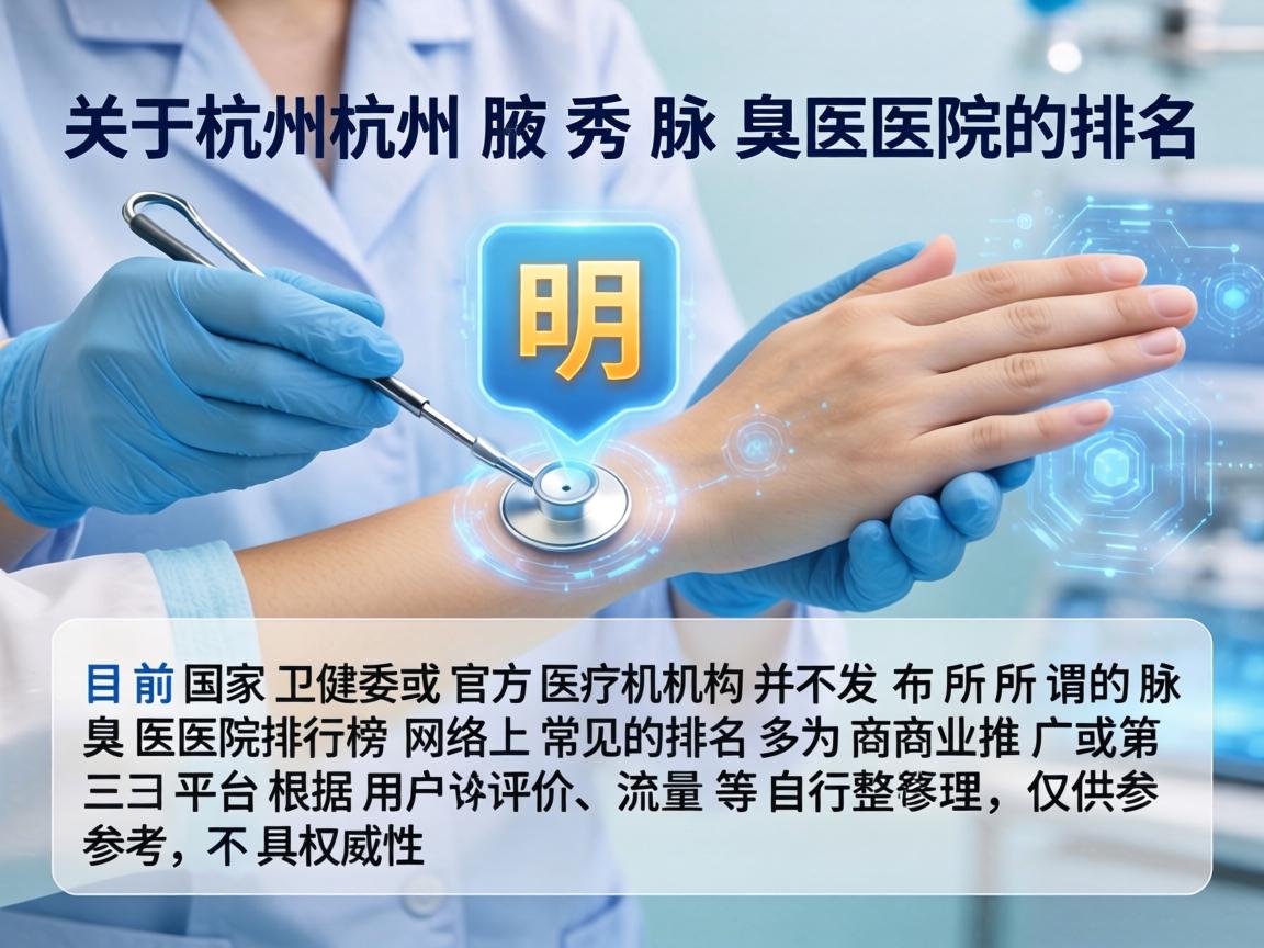 关于杭州腋秀腋臭医院的排名，需要明确说明，目前国家卫健委或官方医疗机构并不发布所谓的腋臭医院排行榜。网络上常见的排名多为商业推广或第三方平台根据用户评价、流量等自行整理，仅供参考，不具权威性