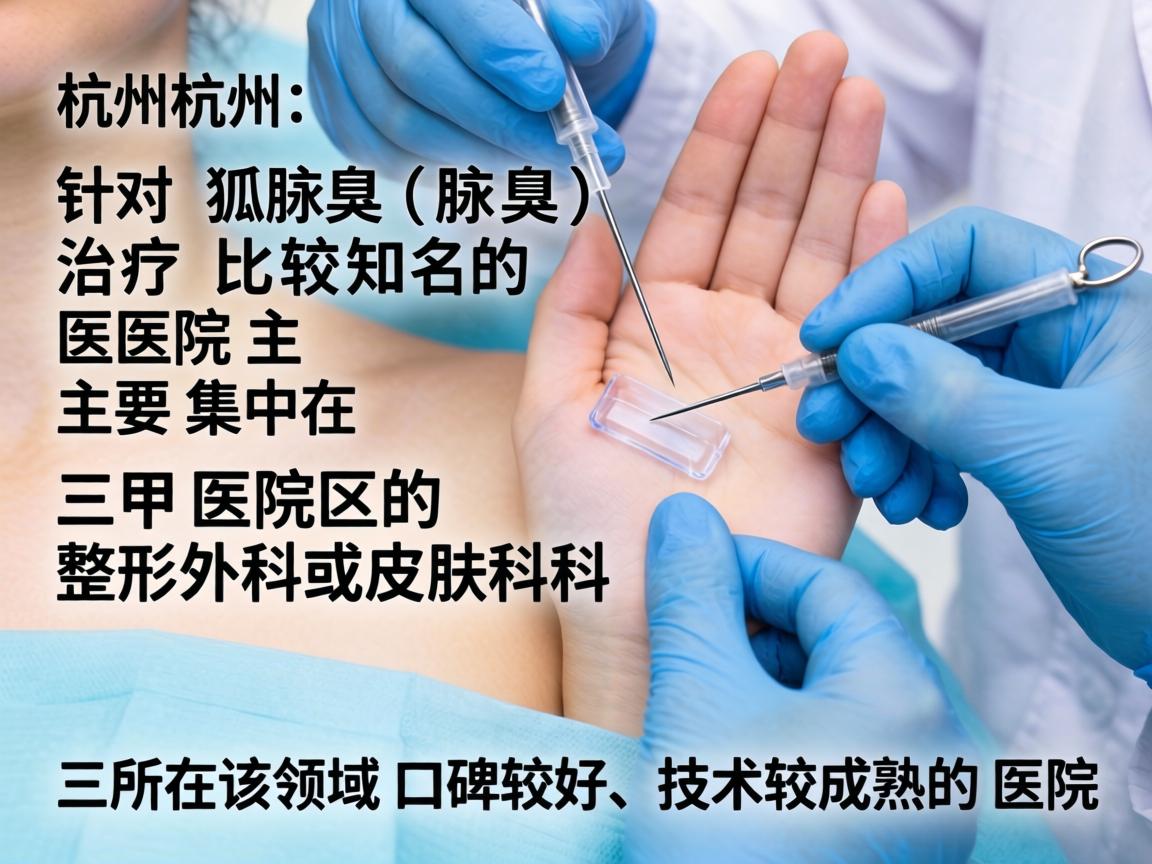 在杭州，针对狐臭（腋臭）治疗比较知名的医院主要集中在三甲医院的整形外科或皮肤科。以下是三所在该领域口碑较好、技术较成熟的医院