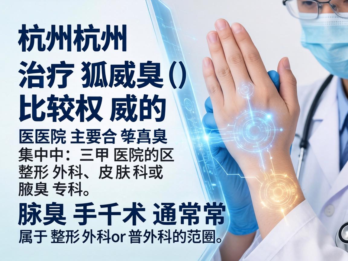 在杭州，治疗腋臭（狐臭）比较权威的医院主要集中在三甲医院的整形外科、皮肤科或腋臭专科。腋臭手术通常属于整形外科或普外科的范畴