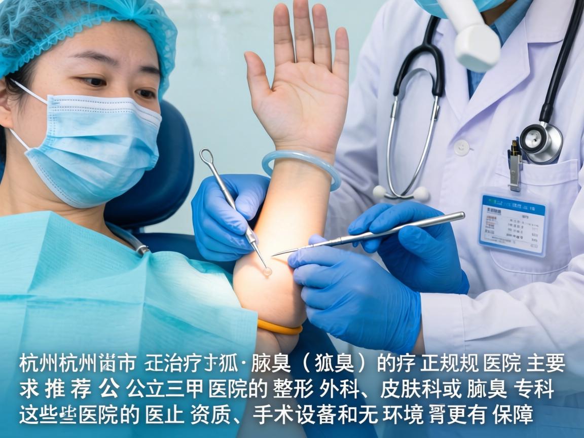 在杭州市，治疗狐臭（腋臭）的正规医院主要推荐公立三甲医院的整形外科、皮肤科或腋臭专科。这些医院的医生资质、手术设备和无菌环境更有保障