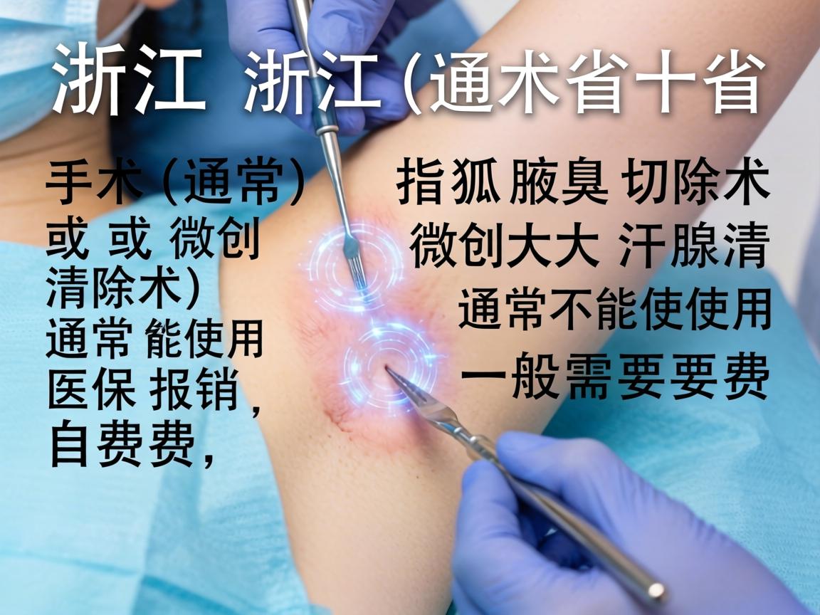 在浙江省，狐臭手术（通常指腋臭切除术或微创大汗腺清除术）通常不能使用医保报销，一般需要自费