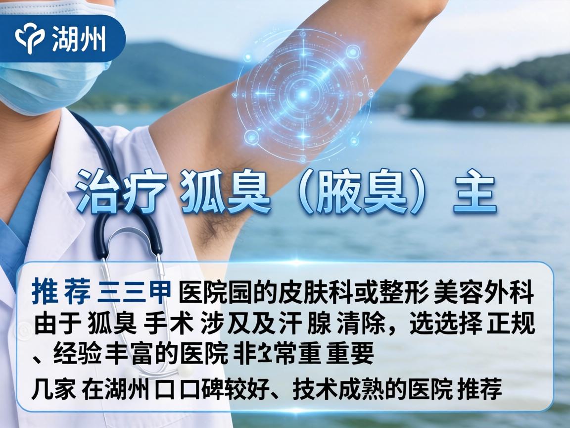 在湖州，治疗狐臭（腋臭）主要推荐三甲医院的皮肤科或整形美容外科。由于狐臭手术涉及汗腺清除，选择正规、经验丰富的医院非常重要。以下是几家在湖州口碑较好、技术成熟的医院推荐