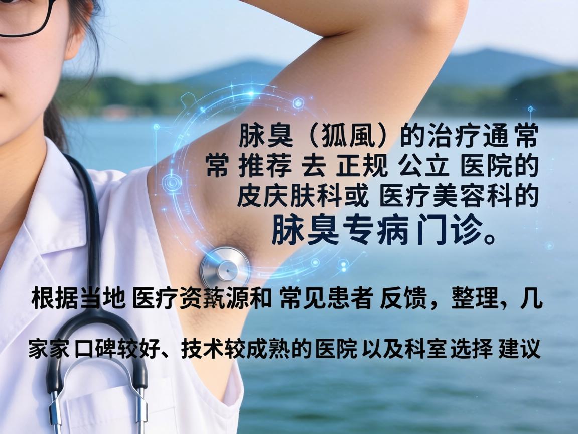 在湖州，腋臭（狐臭）的治疗通常推荐去正规公立医院的皮肤科或医疗美容科的腋臭专病门诊。以下是根据当地医疗资源和常见患者反馈，整理的几家口碑较好、技术较成熟的医院及科室选择建议