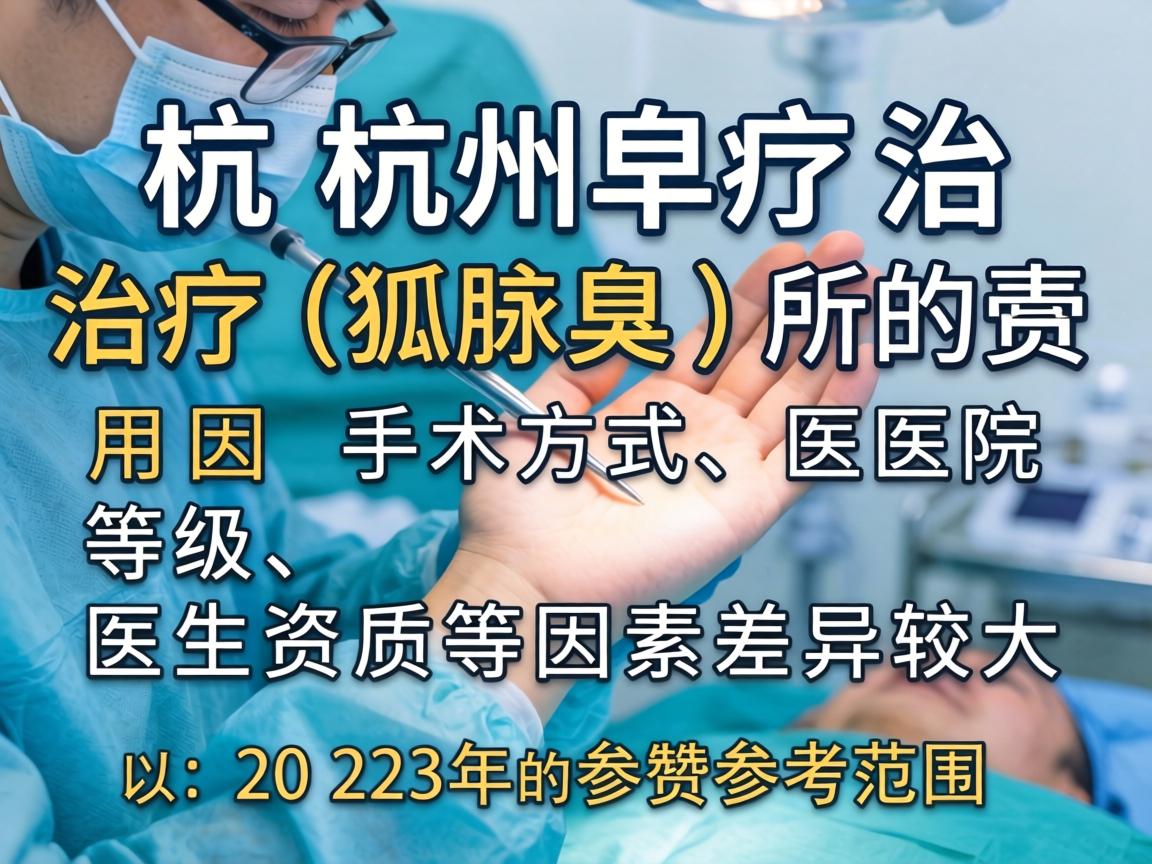 在杭州治疗狐臭(腋臭)的费用因手术方式、医院等级、医生资质等因素差异较大。以下是2023年的参考范围 在杭州治疗狐臭(腋臭)的费用因手术方式、医院等级、医生资质等因素差异较大。以下是2023年的参考范围