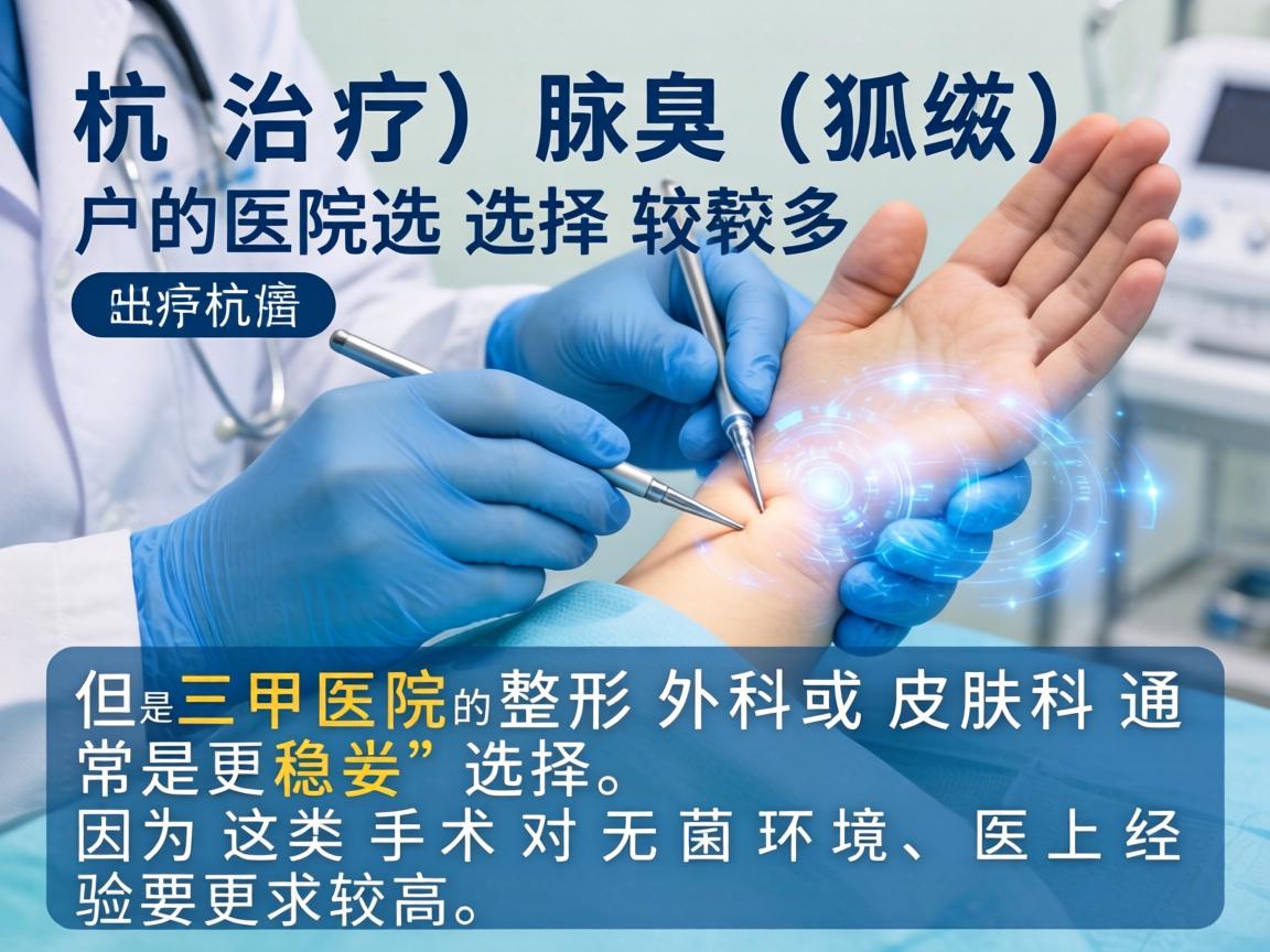 在杭州，治疗腋臭（狐臭）的医院选择较多，但三甲医院的整形外科或皮肤科通常是更稳妥的选择，因为这类手术对无菌环境、医生经验要求较高