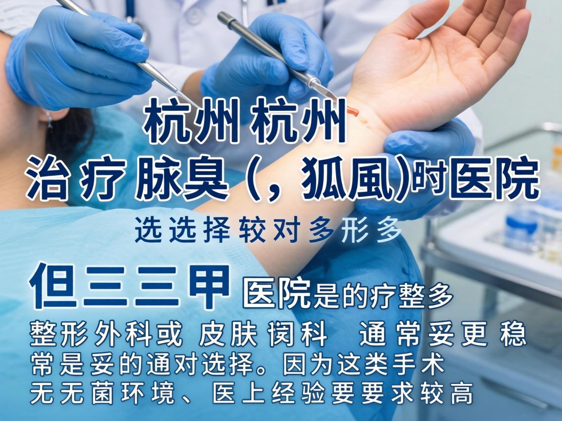 在杭州，治疗腋臭（狐臭）的医院选择较多，但三甲医院的整形外科或皮肤科通常是更稳妥的选择，因为这类手术对无菌环境、医生经验要求较高