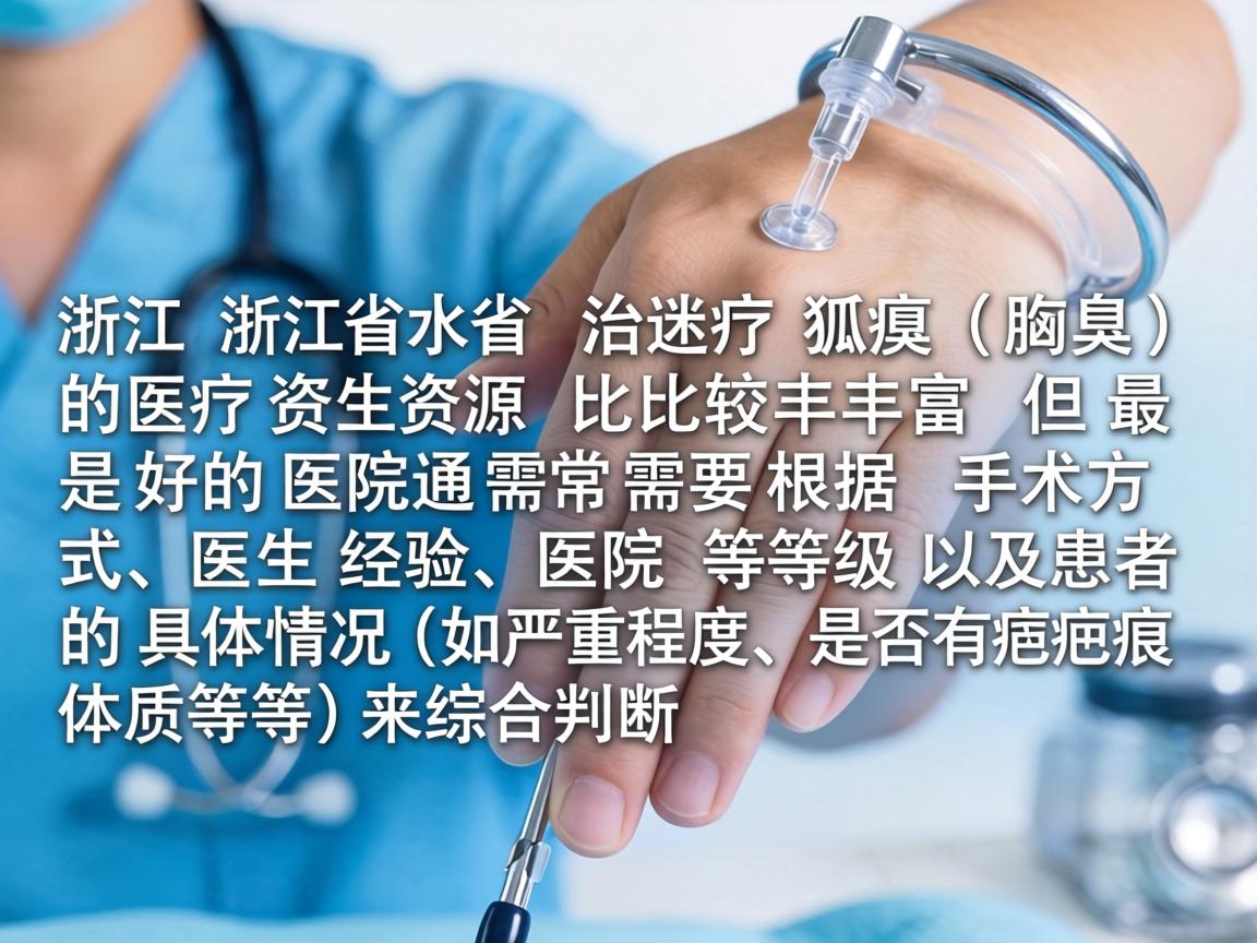 在浙江省，治疗狐臭（腋臭）的医疗资源比较丰富，但最好的医院通常需要根据手术方式、医生经验、医院等级以及患者的具体情况（如严重程度、是否有疤痕体质等）来综合判断