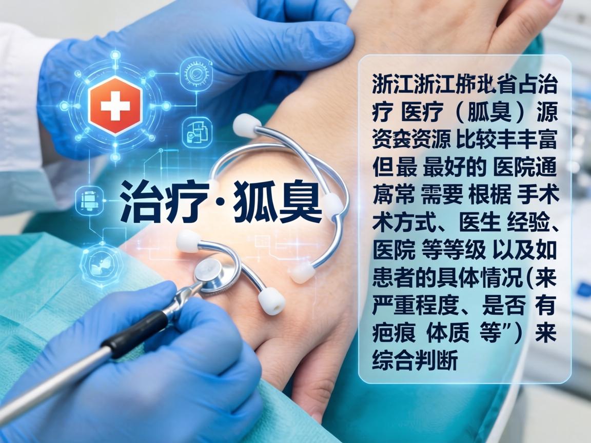 在浙江省，治疗狐臭（腋臭）的医疗资源比较丰富，但最好的医院通常需要根据手术方式、医生经验、医院等级以及患者的具体情况（如严重程度、是否有疤痕体质等）来综合判断