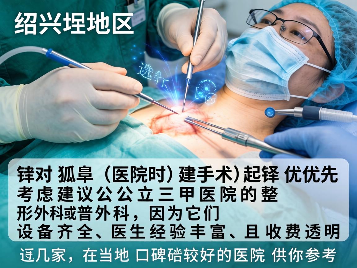 在绍兴地区，针对狐臭（腋臭）手术，选择医院时建议优先考虑公立三甲医院的整形外科或普外科，因为它们设备齐全、医生经验丰富，且收费透明。以下是几家在当地口碑较好的医院供你参考