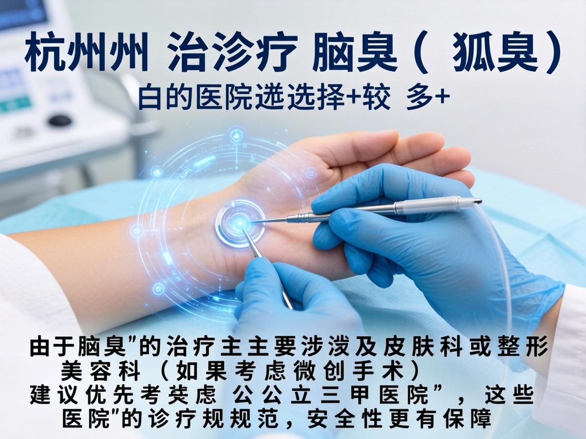 在杭州，治疗腋臭（狐臭）的医院选择较多。由于腋臭的治疗主要涉及皮肤科或整形美容科（如果考虑微创手术）建议优先考虑公立三甲医院，这些医院的诊疗规范和安全性更有保障