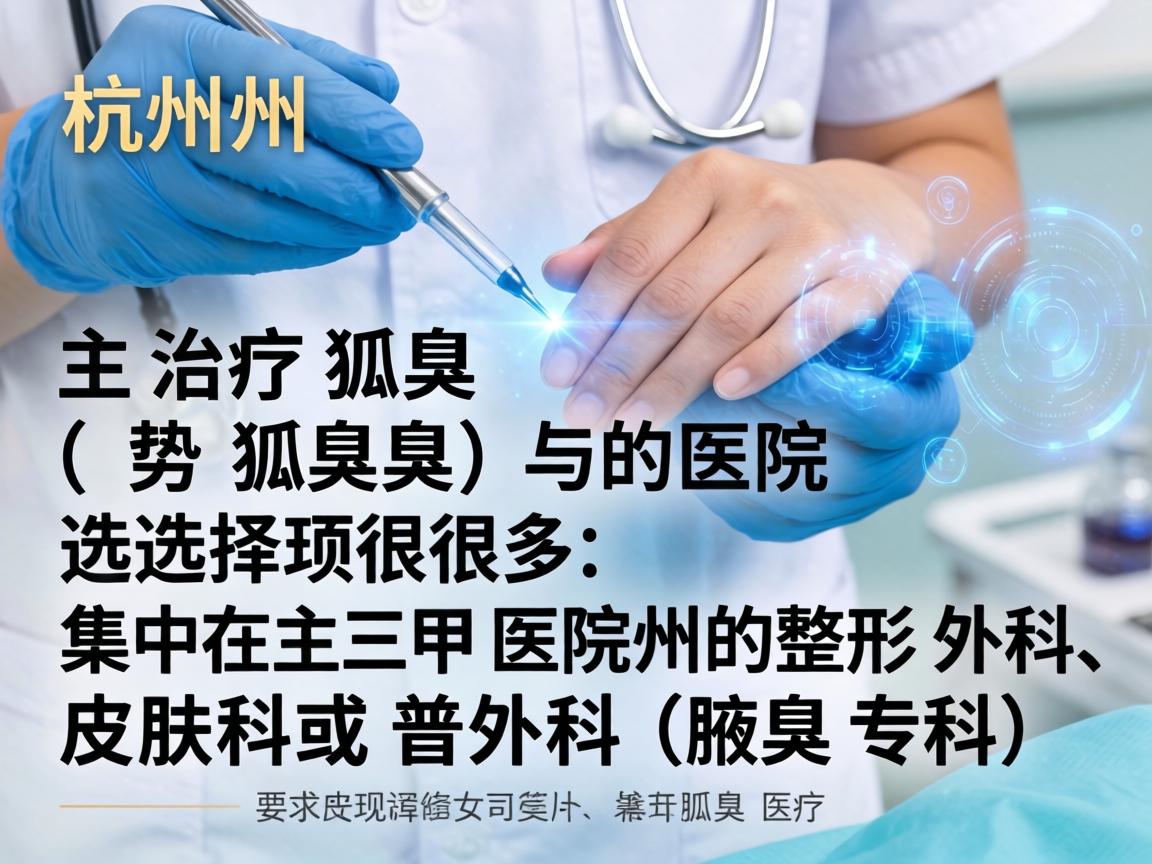 在杭州，治疗狐臭（腋臭）的医院选择很多，主要集中在三甲医院的整形外科、皮肤科或普外科（腋臭专科）