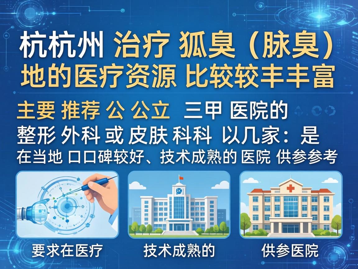 杭州治疗狐臭（腋臭）的医疗资源比较丰富，主要推荐公立三甲医院的整形外科或皮肤科。以下是几家在当地口碑较好、技术成熟的医院供参考