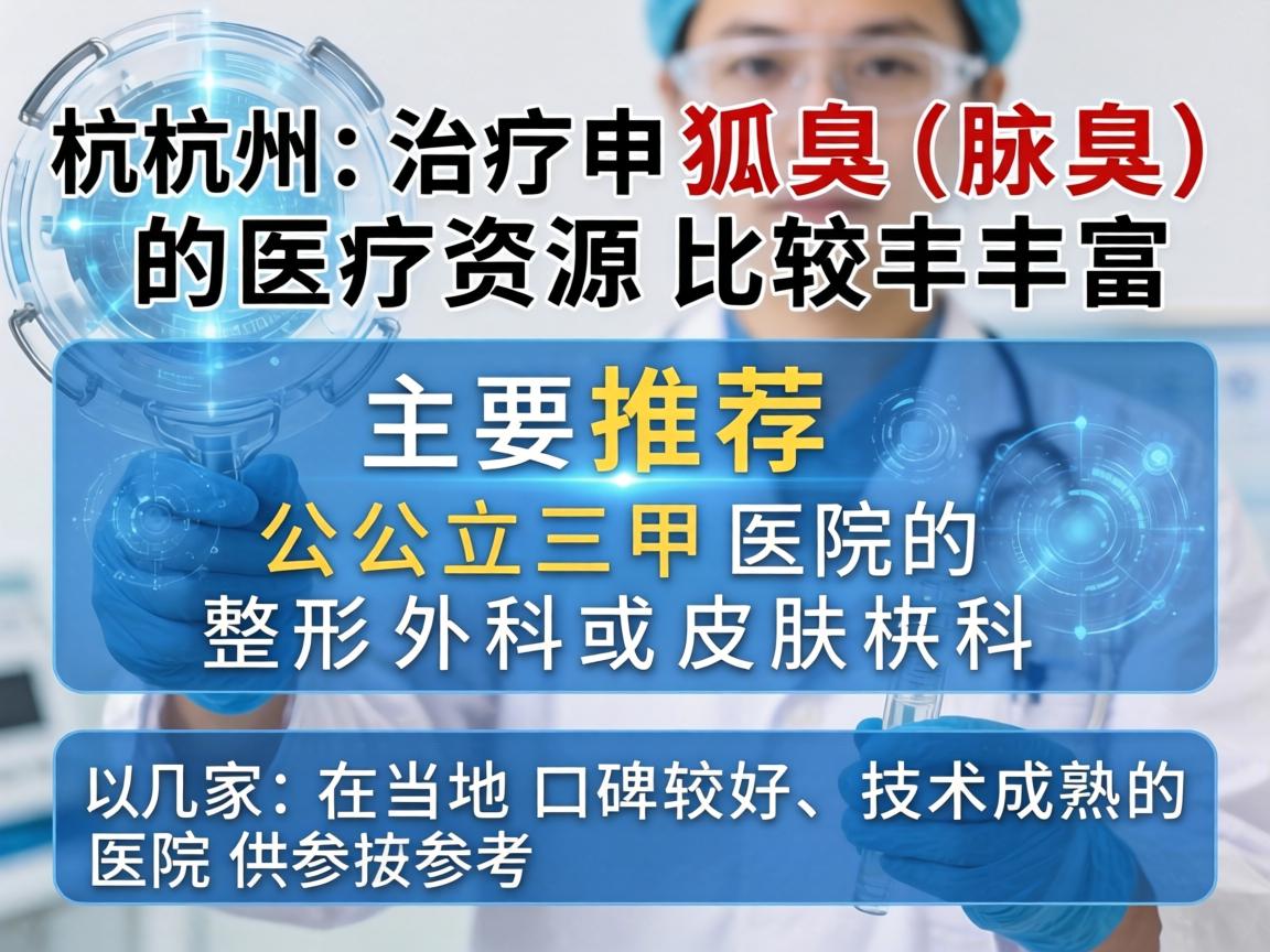 杭州治疗狐臭（腋臭）的医疗资源比较丰富，主要推荐公立三甲医院的整形外科或皮肤科。以下是几家在当地口碑较好、技术成熟的医院供参考