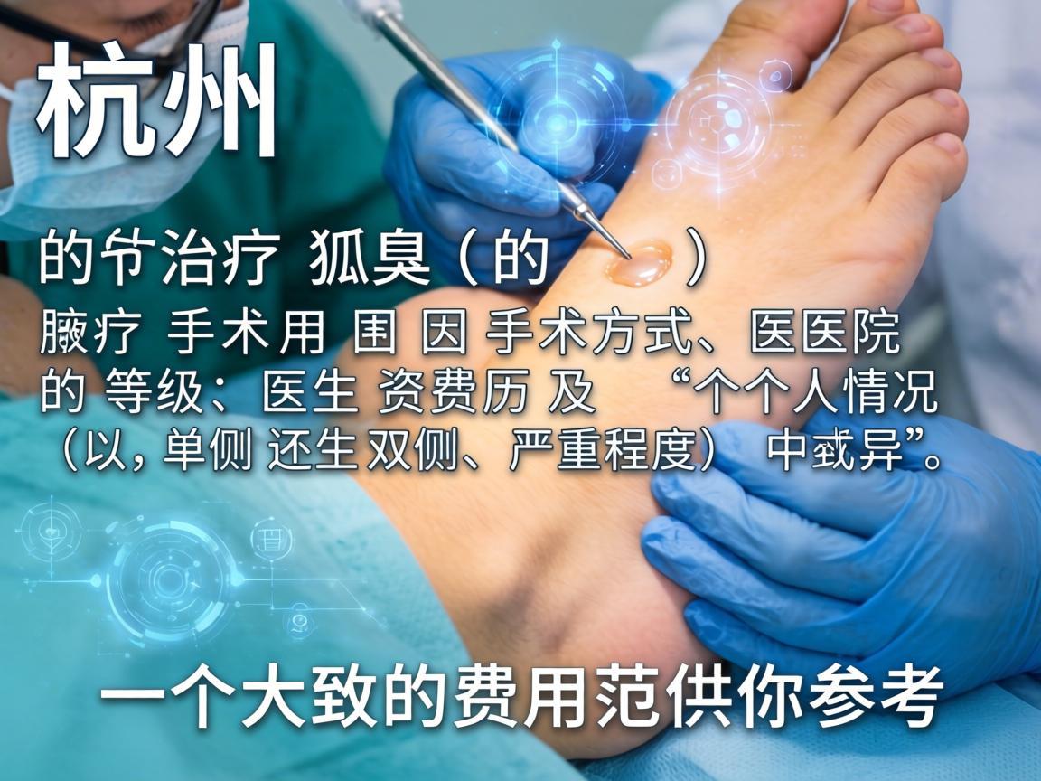 在杭州，治疗狐臭（腋臭）的手术费用因手术方式、医院等级、医生资历及个人情况（如单侧还是双侧、严重程度）而异。以下是一个大致的费用范围供你参考