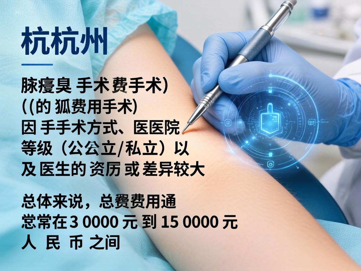 在杭州，腋臭手术（狐臭手术）的费用因手术方式、医院等级（公立/私立）以及医生的资历而差异较大。总体来说，总费用通常在3000元到15000元人民币之间