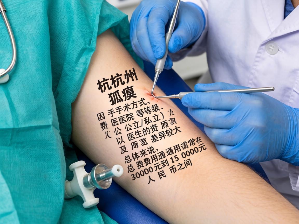 在杭州，腋臭手术（狐臭手术）的费用因手术方式、医院等级（公立/私立）以及医生的资历而差异较大。总体来说，总费用通常在3000元到15000元人民币之间