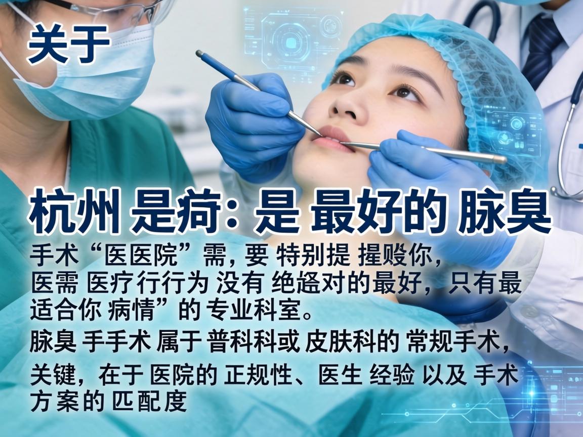 关于杭州最好的腋臭手术医院，需要特别提醒你，医疗行为没有绝对的最好，只有最适合你病情的专业科室。腋臭手术属于普外科或皮肤科的常规手术，关键在于医院的正规性、医生经验以及手术方案的匹配度