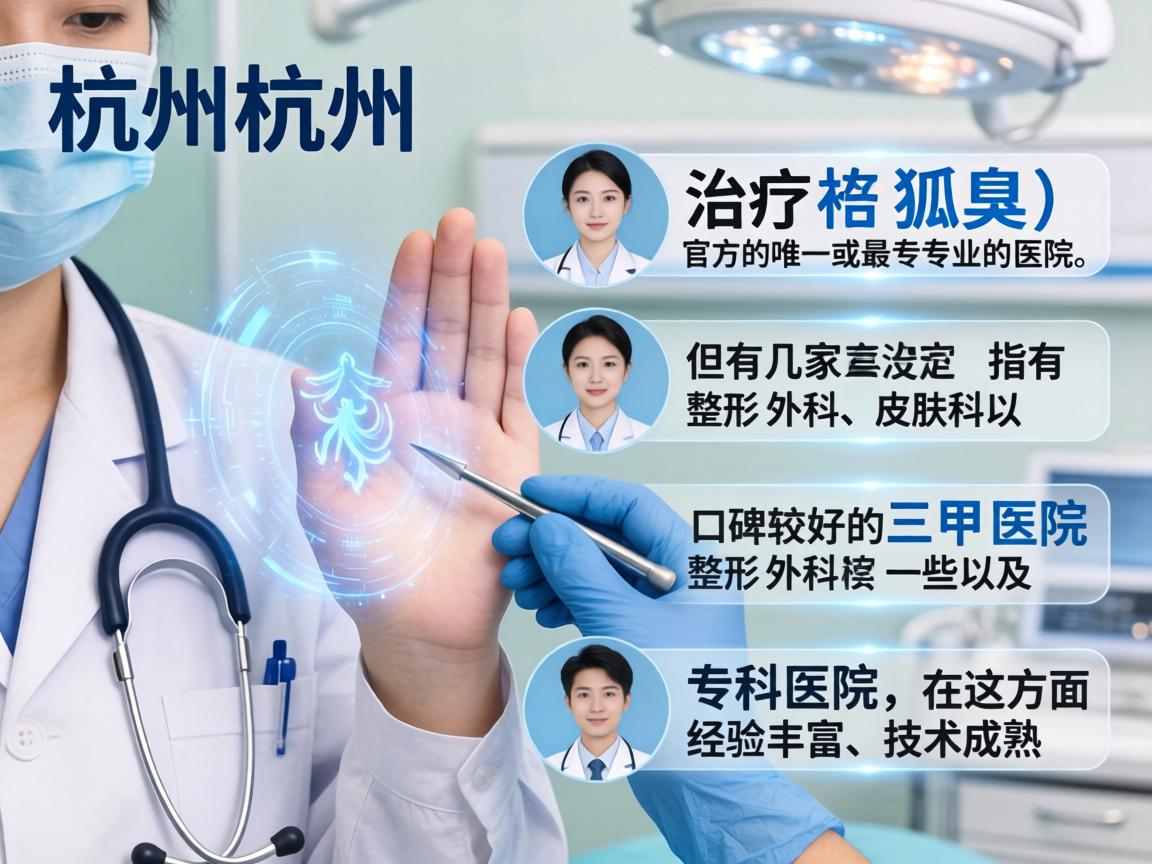 在杭州，治疗狐臭（腋臭）并没有官方指定的唯一或最专业的医院，但有几家三甲医院的整形外科、皮肤科以及一些口碑较好的专科医院在这方面经验丰富、技术成熟