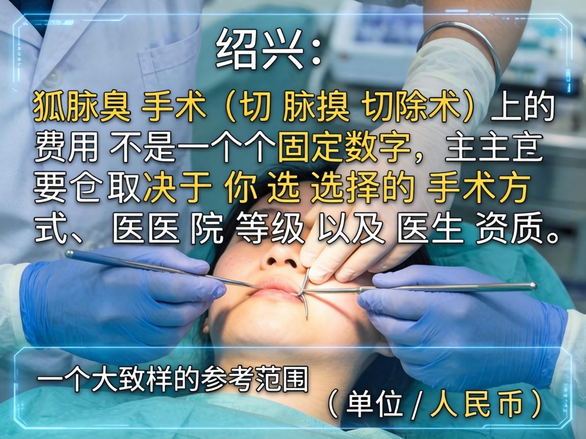 在绍兴，狐臭手术（腋臭切除术）的费用不是一个固定数字，主要取决于你选择的手术方式、医院等级以及医生资质。以下是一个大致的参考范围（单位，人民币）