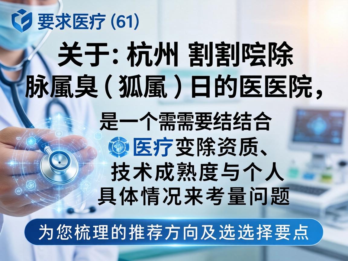 关于杭州割除腋臭（狐臭）的医院，这是一个需要结合医疗资质、技术成熟度与个人具体情况来考量的问题。以下是为您梳理的推荐方向及选择要点