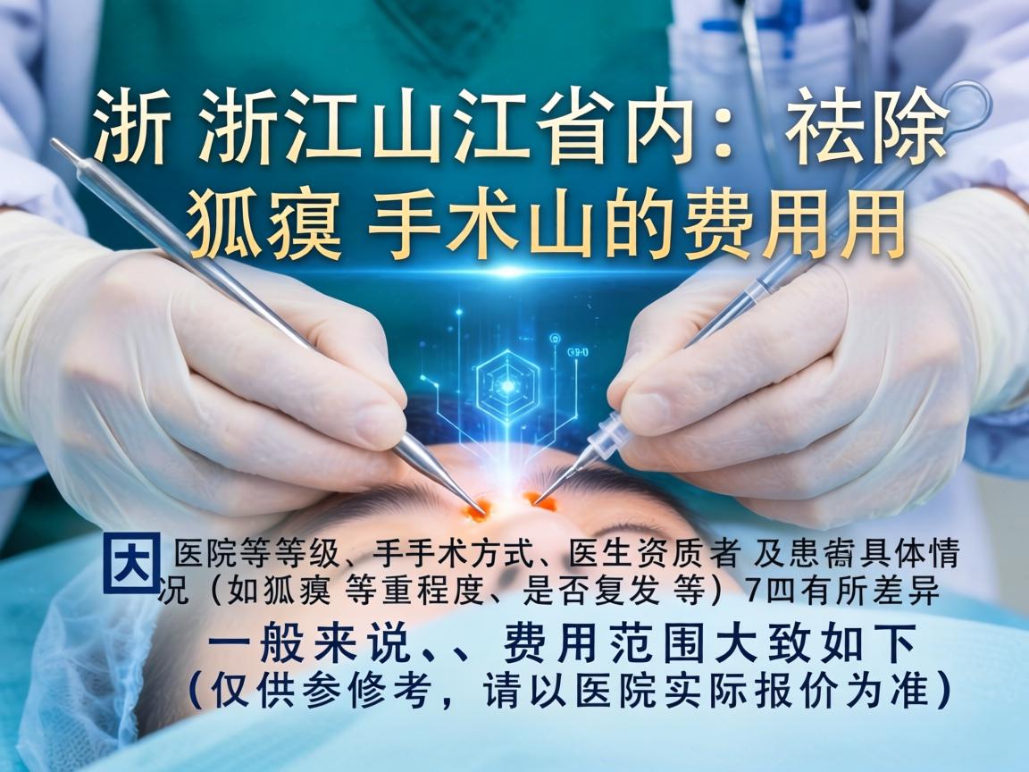 浙江省内祛除狐臭手术的费用因医院等级、手术方式、医生资质及患者具体情况（如狐臭严重程度、是否复发等）而有所差异。一般来说，费用范围大致如下（仅供参考，请以医院实际报价为准）