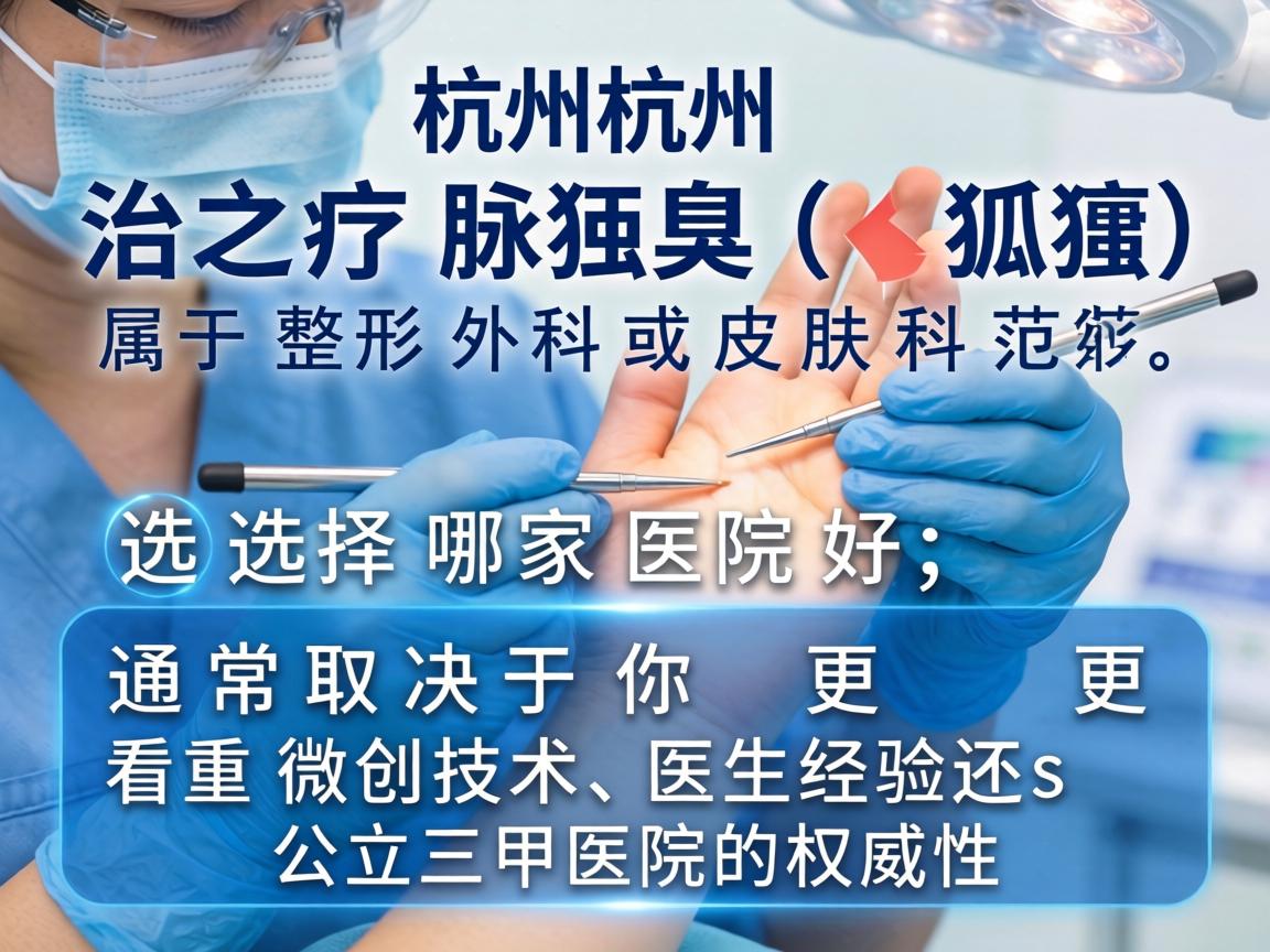 在杭州，治疗腋臭（狐臭）属于整形外科或皮肤科的范畴。选择哪家医院好，通常取决于你更看重微创技术、医生经验还是公立三甲医院的权威性
