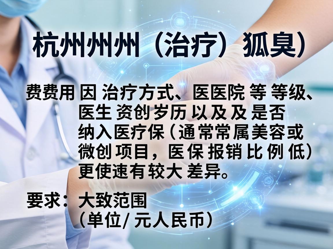在杭州治疗狐臭（腋臭）的费用因治疗方式、医院等级、医生资历以及是否纳入医保（通常属美容或微创项目，医保报销比例低）而有较大差异。以下是大致范围（单位，元人民币）