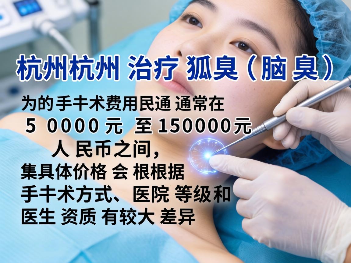 在杭州，治疗狐臭（腋臭）的手术费用通常在 5000元 至 15000元 人民币之间，具体价格会根据手术方式、医院等级和医生资质有较大差异