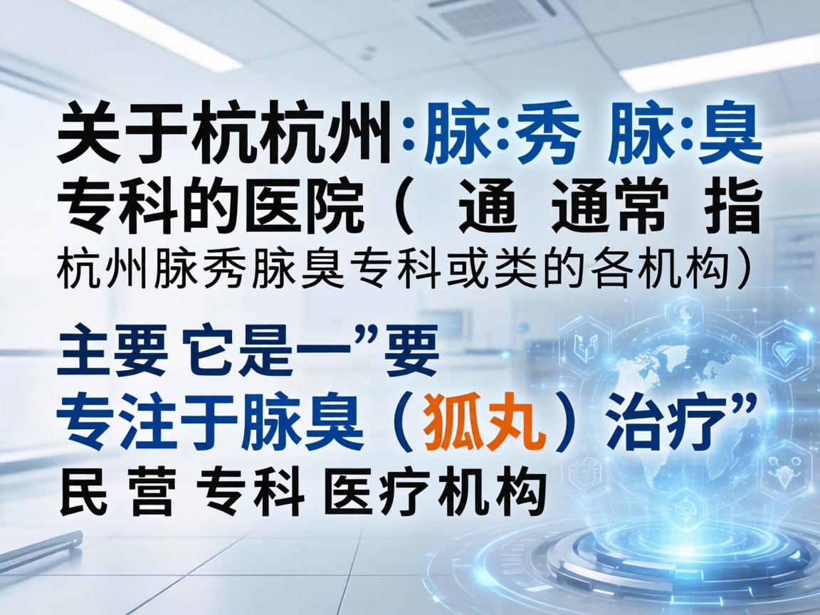 关于杭州腋秀腋臭专科医院（通常指杭州腋秀腋臭专科或类似名称的机构）它是一家主要专注于腋臭（狐臭）治疗的民营专科医疗机构