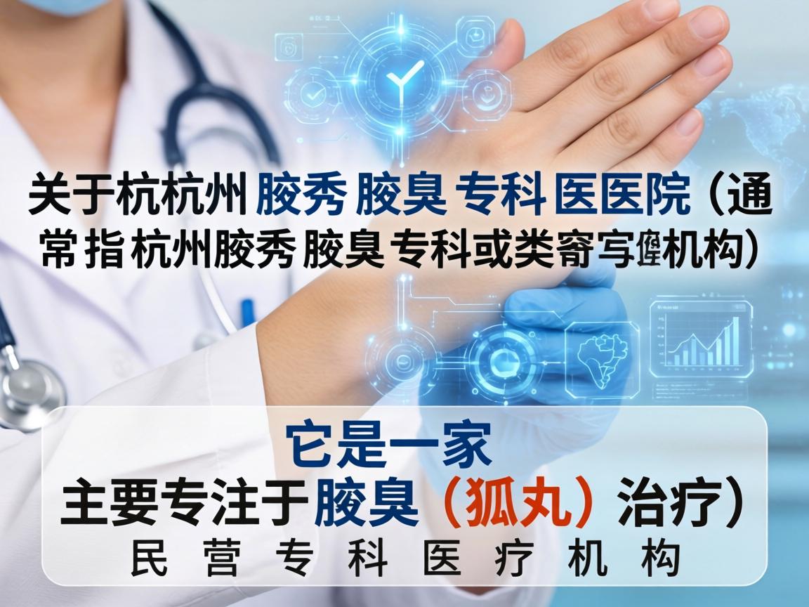 关于杭州腋秀腋臭专科医院（通常指杭州腋秀腋臭专科或类似名称的机构）它是一家主要专注于腋臭（狐臭）治疗的民营专科医疗机构