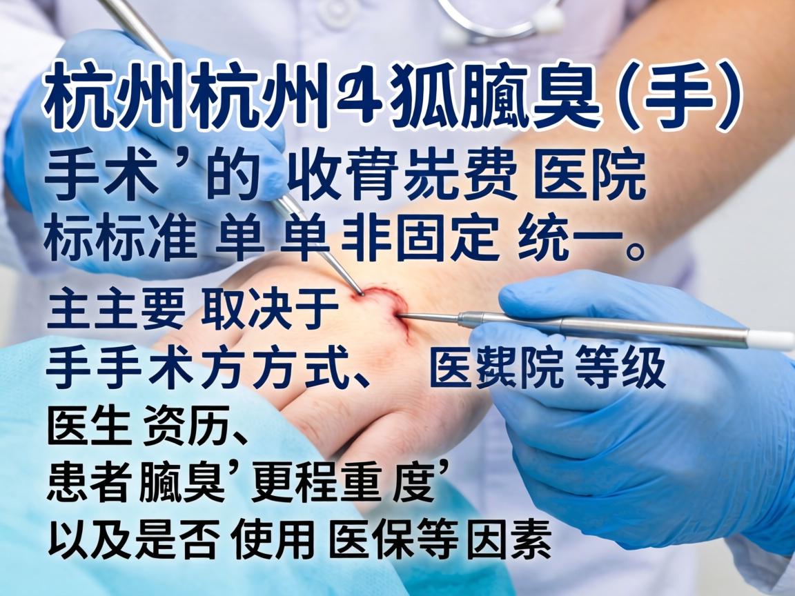 在杭州，腋臭（狐臭）手术的收费标准并非固定统一，主要取决于手术方式、医院等级、医生资历、患者腋臭严重程度以及是否使用医保等因素