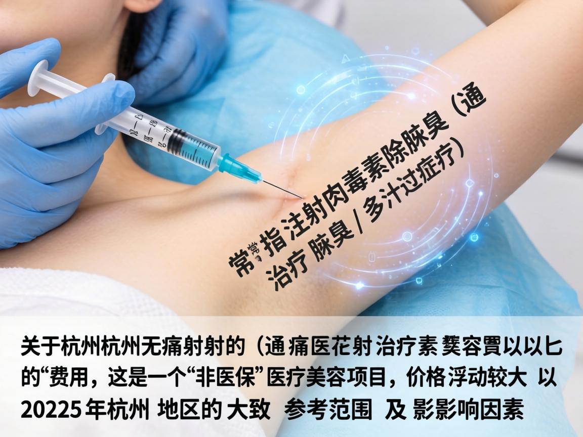 关于杭州无痛注射除腋臭（通常指注射肉毒素治疗腋臭/多汗症）的费用，这是一个非医保的医疗美容项目，价格浮动较大。以下是2025年杭州地区的大致参考范围及影响因素