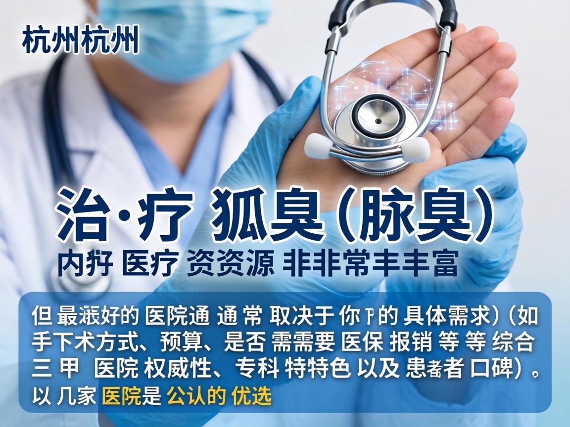 在杭州，治疗狐臭（腋臭）的医疗资源非常丰富，但最好的医院通常取决于你的具体需求（如手术方式、预算、是否需要医保报销等）综合三甲医院权威性、专科特色以及患者口碑，以下几家医院是公认的优选