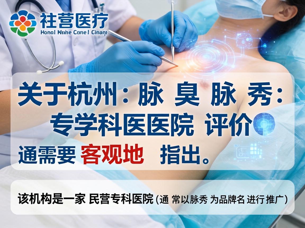 关于杭州腋臭腋秀专科医院的评价，需要客观地指出，该机构是一家民营专科医院（通常以腋秀为品牌名进行推广）