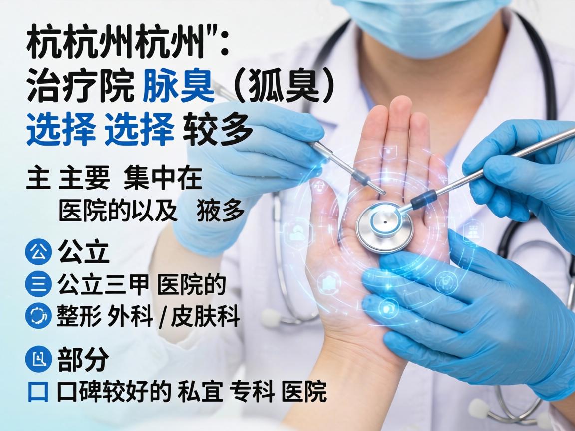 在杭州，治疗腋臭（狐臭）的医院选择较多，主要集中在公立三甲医院的整形外科/皮肤科以及部分口碑较好的私立专科医院