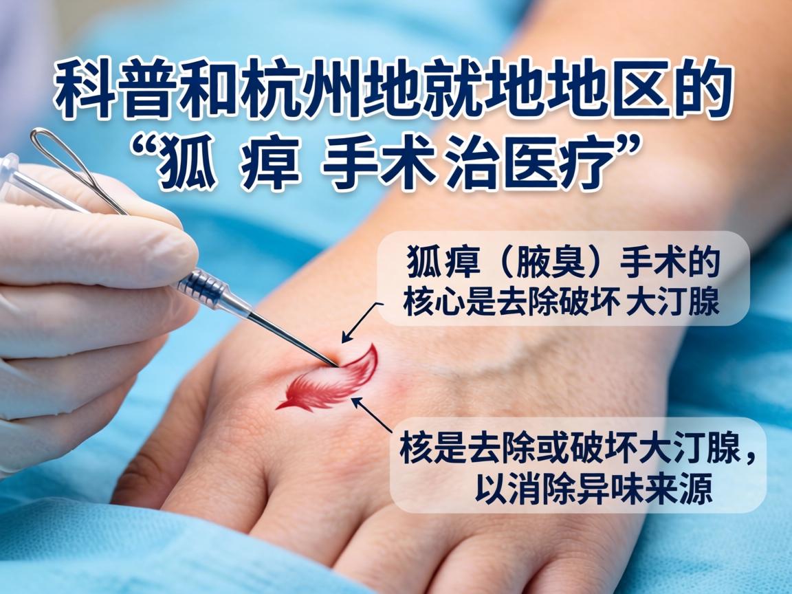 针对杭州地区的狐臭手术治疗，以下是详细的科普和就医指南。狐臭（腋臭）手术的核心是去除或破坏大汗腺，以消除异味来源