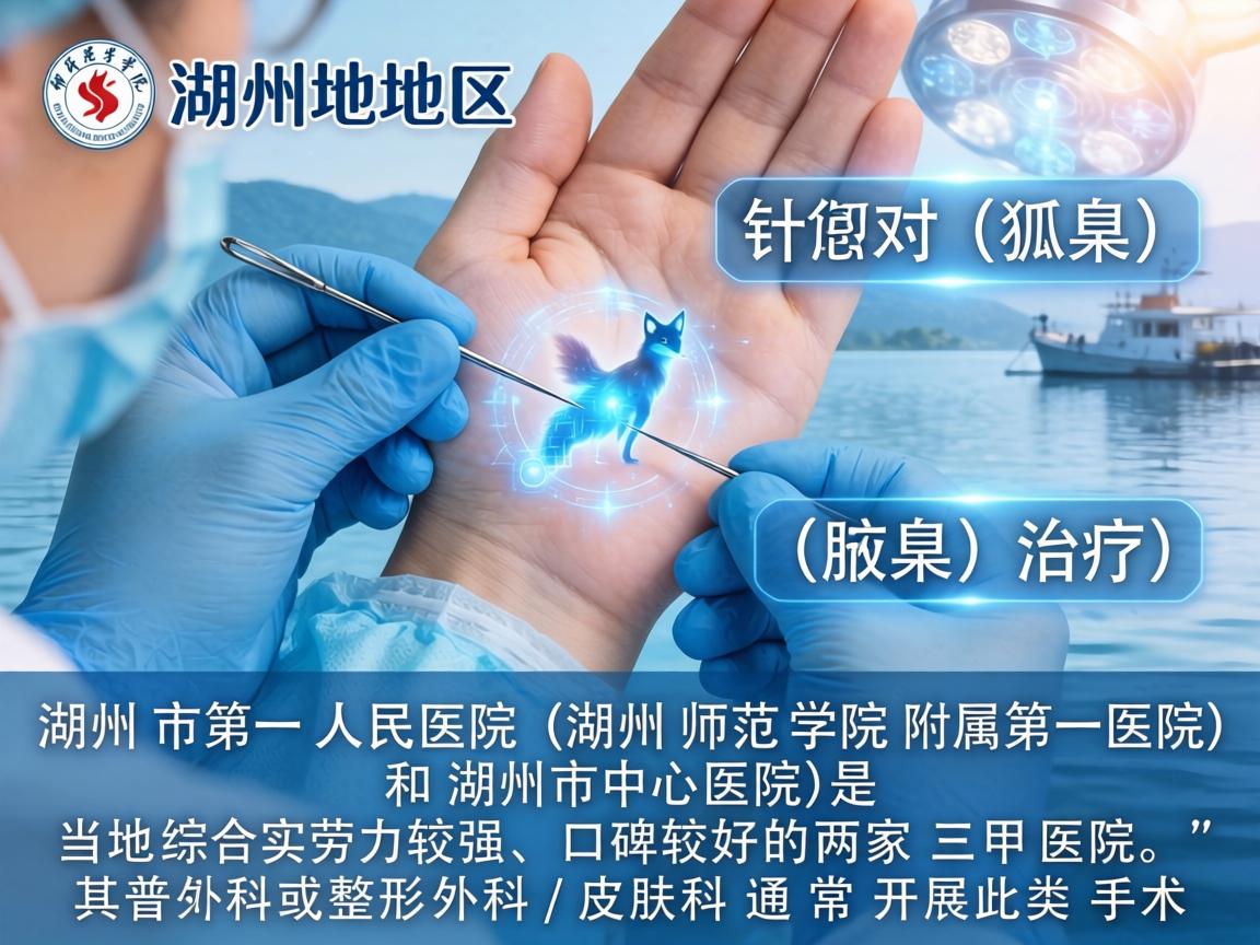 在湖州地区，针对狐臭（腋臭）的治疗，湖州市第一人民医院（湖州师范学院附属第一医院）和湖州市中心医院是当地综合实力较强、口碑较好的两家三甲医院，其普外科或整形外科/皮肤科通常开展此类手术