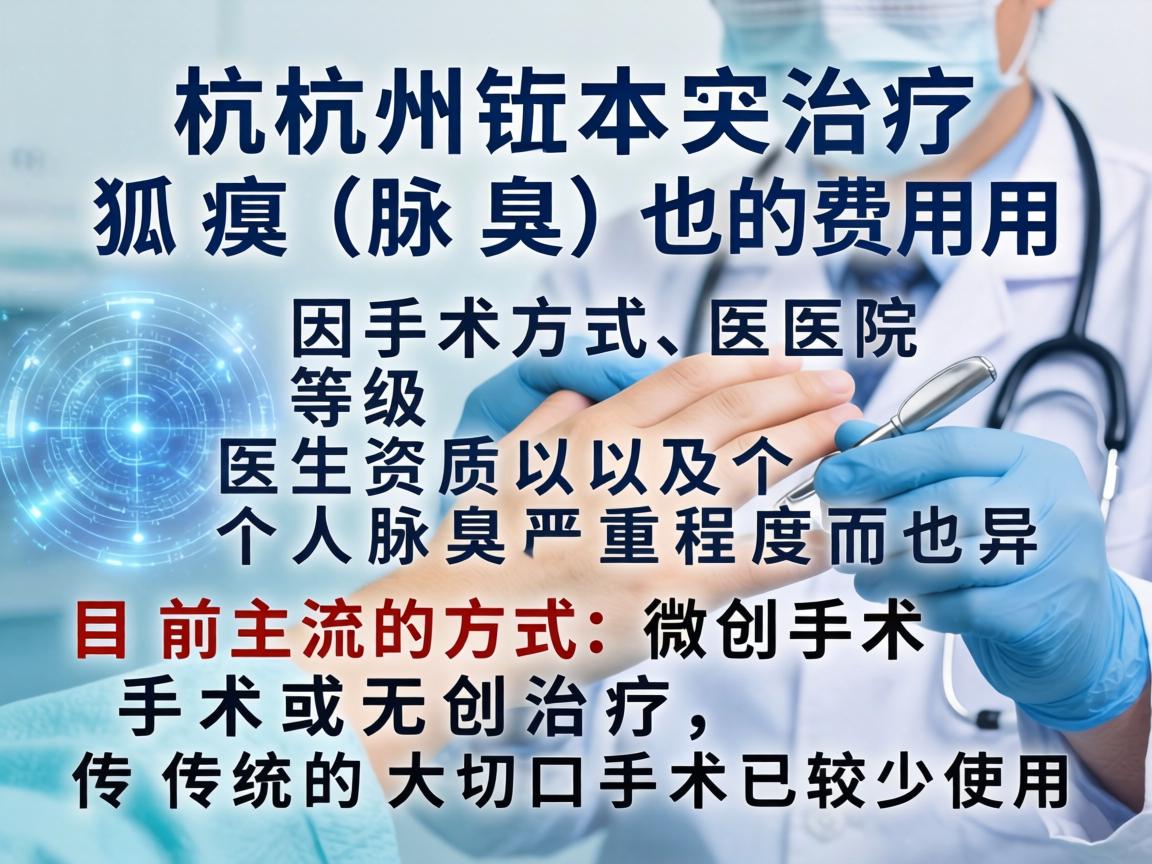 在杭州治疗狐臭（腋臭）的费用因手术方式、医院等级、医生资质以及个人腋臭严重程度而异。目前主流的方式是微创手术或无创治疗，传统的大切口手术已较少使用
