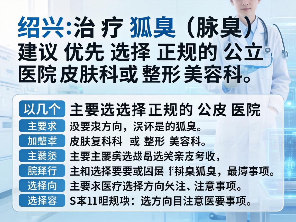 在绍兴治疗狐臭（腋臭）建议优先选择正规的公立医院皮肤科或整形美容科。以下是几个主要选择方向及注意事项