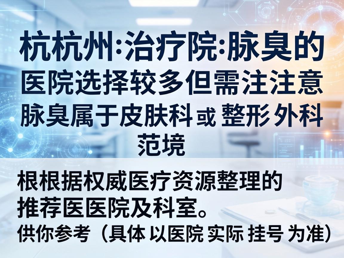 杭州治疗腋臭的医院选择较多，但需注意腋臭属于皮肤科或整形外科范畴。以下是根据权威医疗资源整理的推荐医院及科室，供你参考（具体以医院实际挂号为准）