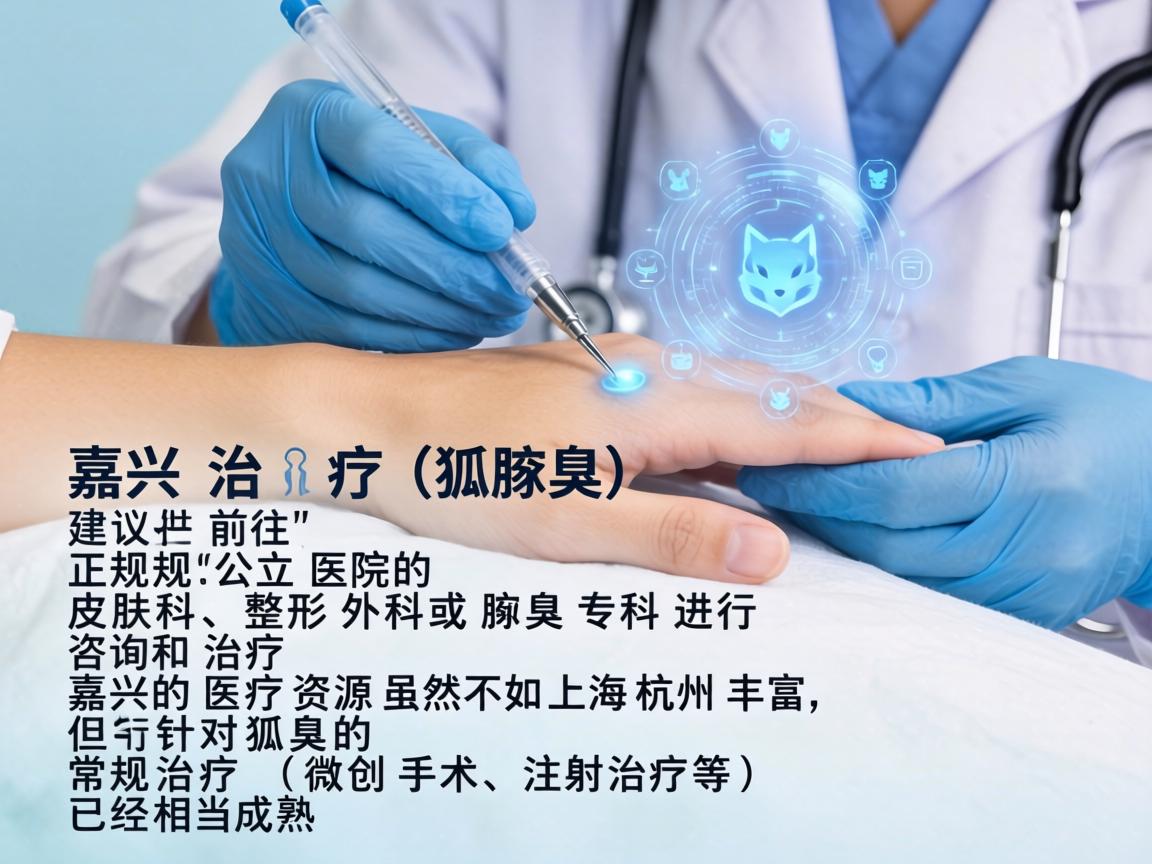 在嘉兴治疗狐臭（腋臭）建议前往正规公立医院的皮肤科、整形外科或腋臭专科进行咨询和治疗。嘉兴的医疗资源虽然不如上海杭州丰富，但针对狐臭的常规治疗（微创手术、注射治疗等）已经相当成熟