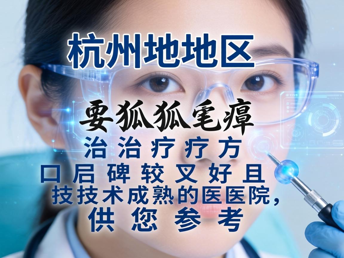 以下是杭州地区在狐臭治疗方面口碑较好且技术成熟的医院，供您参考