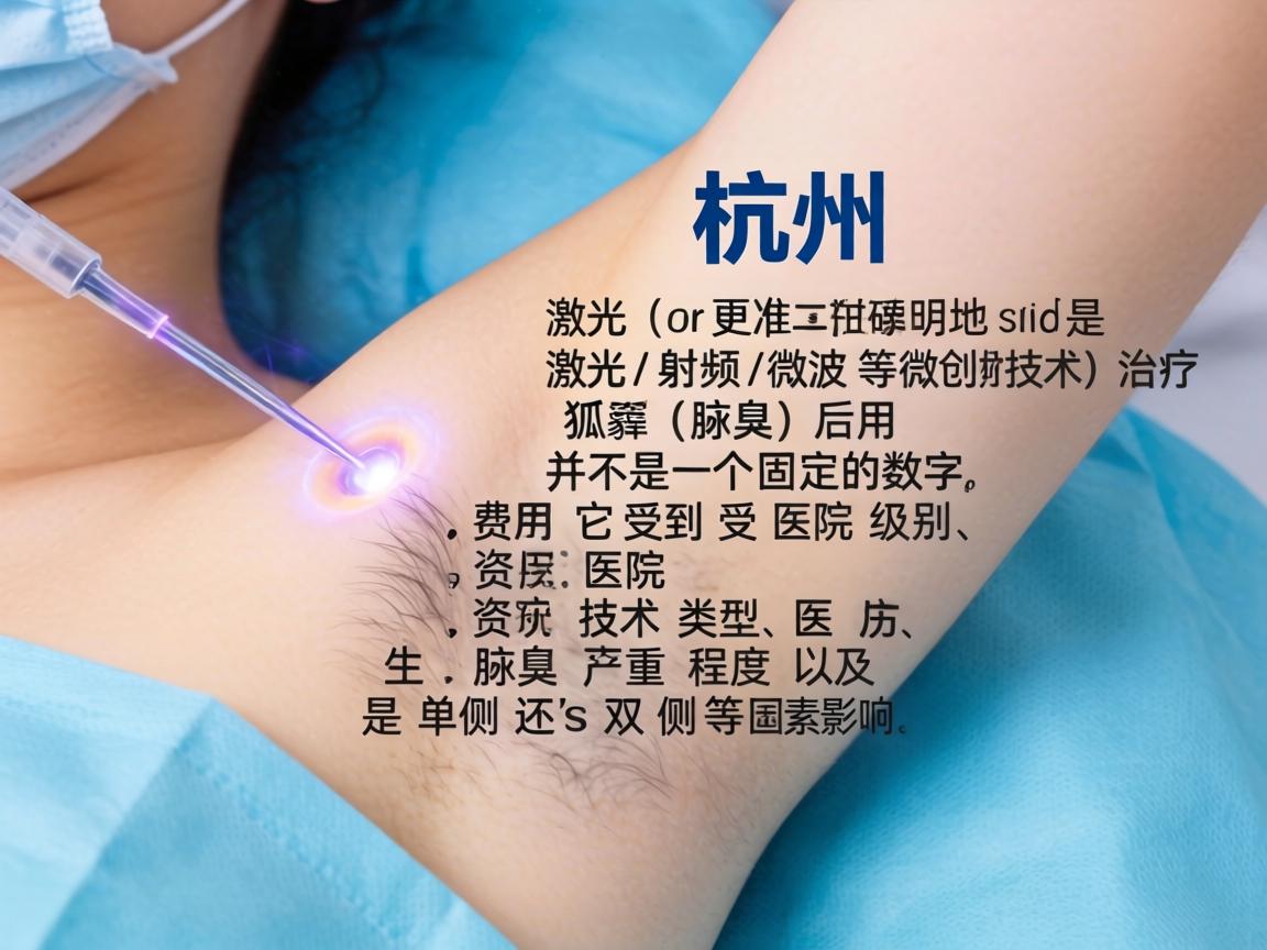 在杭州，激光（或更准确地说是激光/射频/微波等微创技术）治疗狐臭（腋臭）的费用并不是一个固定的数字，它受到医院级别、技术类型、医生资历、腋臭严重程度以及是单侧还是双侧等因素的影响