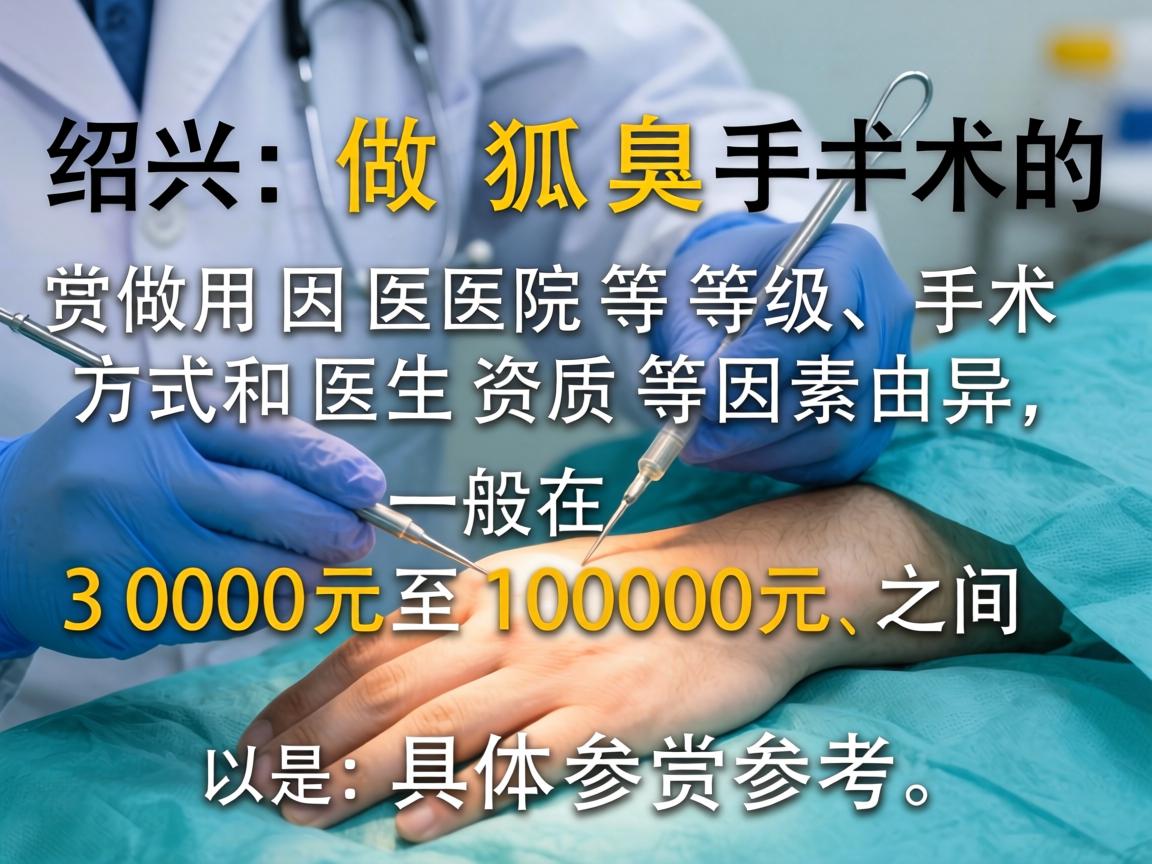 在绍兴做狐臭手术的费用因医院等级、手术方式和医生资质等因素而异，一般在 3000元至10000元 之间。以下是具体参考