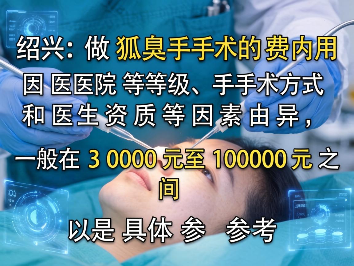在绍兴做狐臭手术的费用因医院等级、手术方式和医生资质等因素而异，一般在 3000元至10000元 之间。以下是具体参考