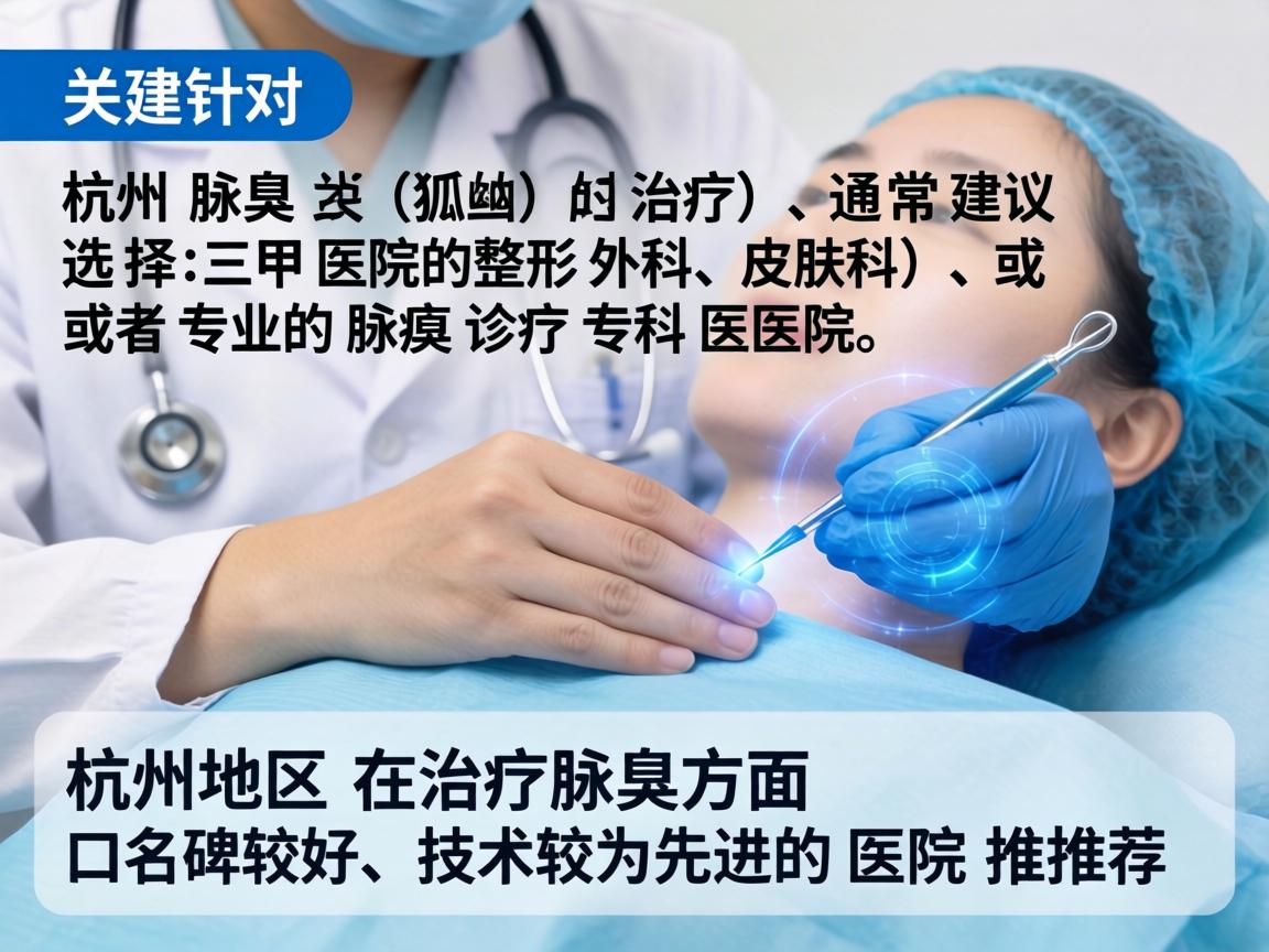 在杭州，针对腋臭（狐臭）的治疗，通常建议选择三甲医院的整形外科、皮肤科，或者专业的腋臭诊疗专科医院。以下是杭州地区在治疗腋臭方面口碑较好、技术较为先进的医院推荐