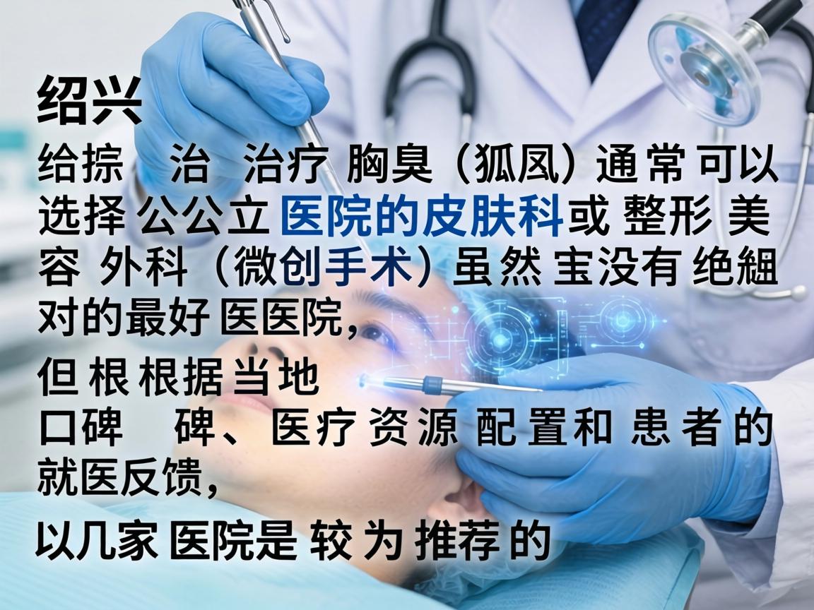 在绍兴，治疗腋臭（狐臭）通常可以选择公立医院的皮肤科或整形美容外科（微创手术）虽然没有绝对的最好医院，但根据当地口碑、医疗资源配置和患者的就医反馈，以下几家医院是较为推荐的选择