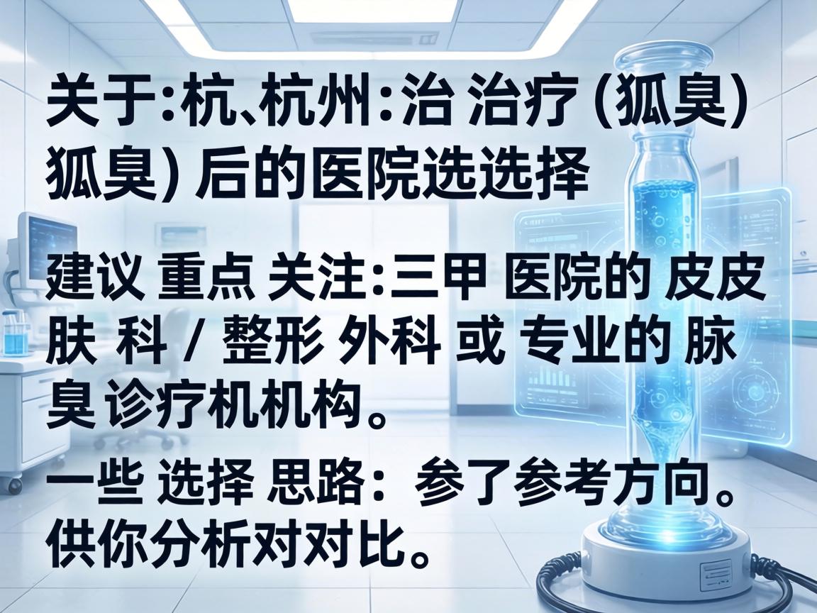 关于杭州治疗狐臭（腋臭）的医院选择，建议重点关注三甲医院的皮肤科/整形外科或专业的腋臭诊疗机构。以下是一些选择思路和参考方向，供你分析对比