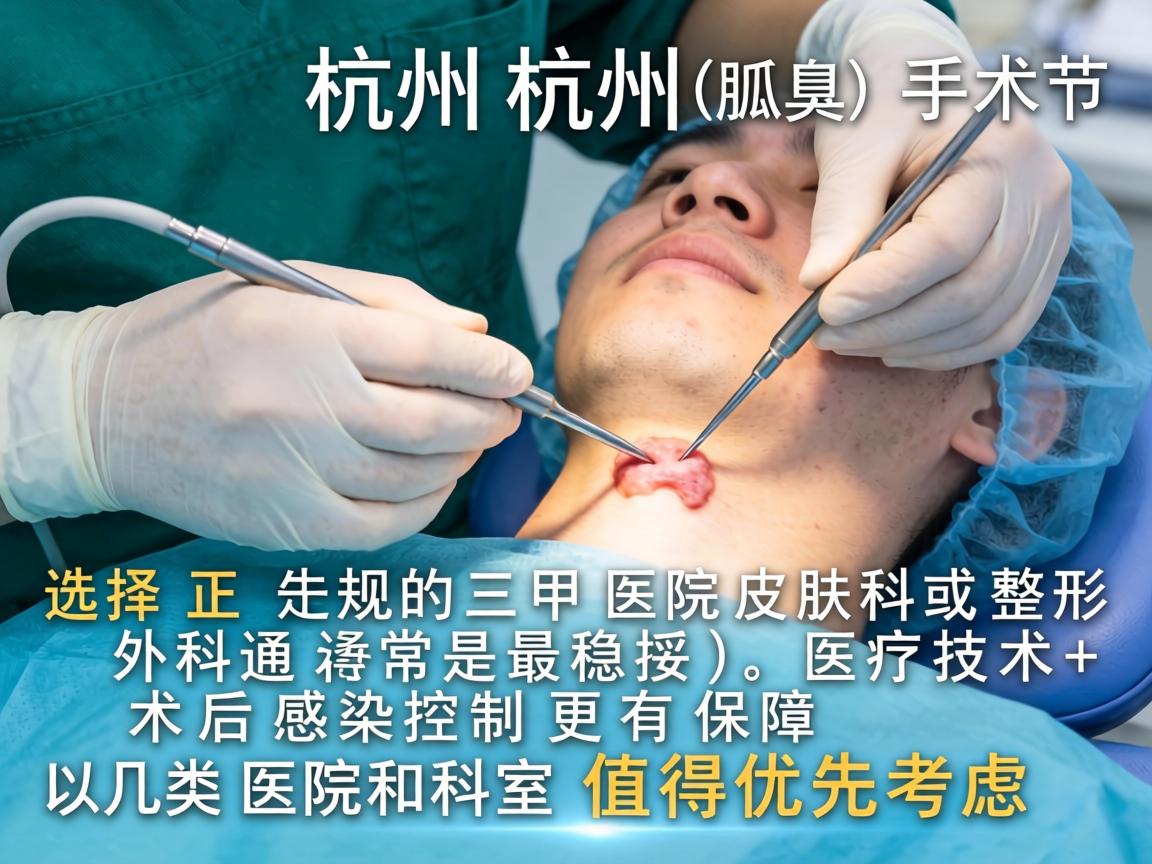 在杭州，对于狐臭（腋臭）手术，选择正规的三甲医院皮肤科或整形外科通常是最稳妥的，医疗技术和术后感染控制更有保障。以下几类医院和科室值得优先考虑